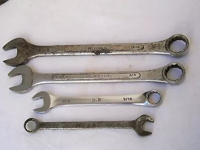 Vintage Lot 4 COMBINATION WRENCHES Mac C5 S-K Wayne Open End SAE • $8.23