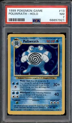 1999 Pokemon Base Set Holo  Poliwrath 13/102 Holo Rare PSA 7 • $39.99