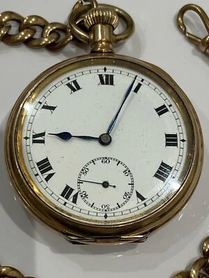 £89.99 • Buy 1920’s 10-K G-P Swiss Mech Move Men’s Pocket Watch “RECORD” Working & K-Time