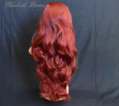 Hot Red Mix Half Wig Red Burgundy Layered Long Wavy 3/4 Fall Wig 14-113/118 • £21.99