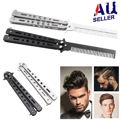 Stainless-Steel Butterfly Combs Folding Training Practice Comb Hair Styling Tool • $17.16