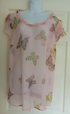 Tunic Butterfly Size 24 Changes By Together. Pink Chiffon. • £4