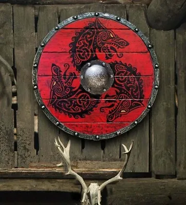 £132 • Buy Larp Viking Shield Medieval Battle-Ready Shield Wooden Shield 24  Handmade Gifts