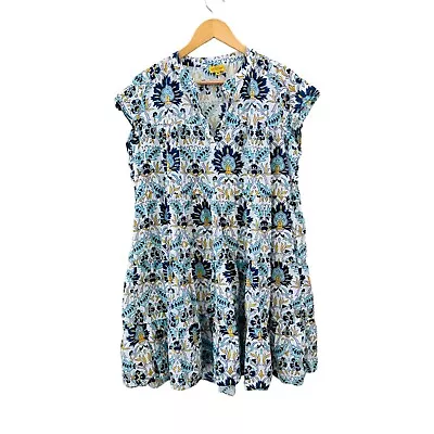 Roller Rabbit Dress Womens Medium Pamela Floral Tiered Boho Oversized Babydoll • $68