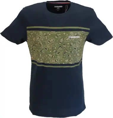 Lambretta Mens Navy Paisley 100% Cotton T-Shirt • £14.99