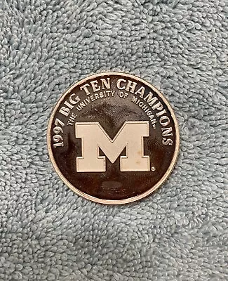 1997 University Michigan Big 10 Champions RARE 1 OZ .999 Silver Round Rose Bowl • $150