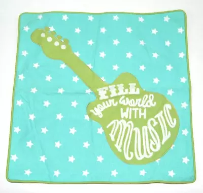 Pottery Barn Teen Fill Your World With Music Guitar 18  Embroidered Pillow Cover • $12.99