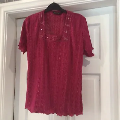£3.99 • Buy Fab FOREVER Any MICHAEL GOLD  Short Sleeves Sparkle Detail Evening Top M 10/12