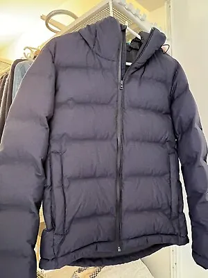 Uniqlo Puffer Jacket Navy Blue - Size Small With Hood - Suits Teen • $15