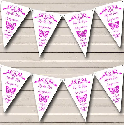 £4.99 • Buy Butterfly  Hot Pink Personalised Wedding Anniversary Party Bunting Banner