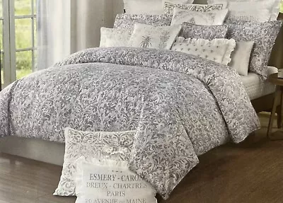 Nicole Miller Lavender Grey White Floral Full / Queen Duvet Cover  W / Shams • $119.95