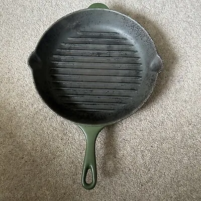 Vintage Le Creuset Cast Iron Green Frying Pan Griddle Skillet 26cm Double Spout • £34.99