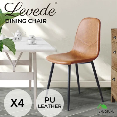 $264.58 • Buy Levede 4x Dining Chairs Kitchen Table Chair Lounge Room Padded Seat PU Leather