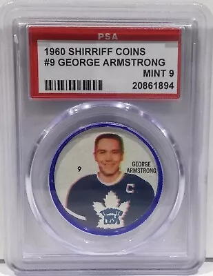 1960 Shirriff Hockey Coins Toronto Maple Leafs #9 George Armstrong Psa Mint 9 • $129.99