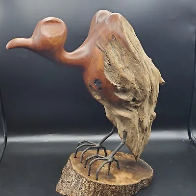 VTG 1991 Hand Carved Driftwood Cedar Vulture Sculpture Signed. Adirondack Style  • $324.99