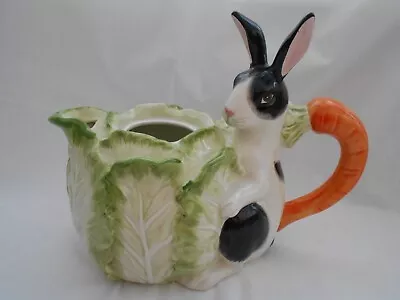 Vintage Fitz & Floyd 1987 Kensington Black/White Bunny Rabbit Teapot No Lid • $14.99