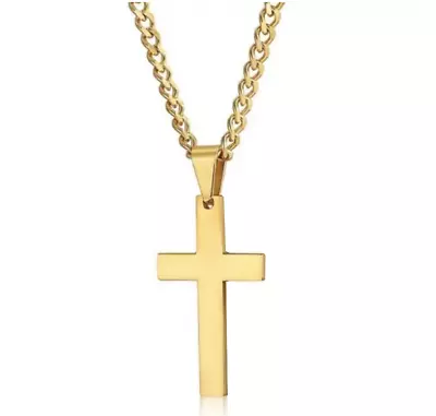 Fashion Metal Cross Pendant Necklace Chain Women Men UK STOCK Only • £3.10