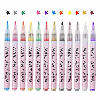 Nail Polish Pens Set Quick Dry Nail Point Graffiti Dotting Pen Set Of 12 Color • $22.76