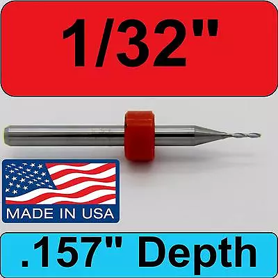 1/32  Carbide Endmill Two Flute  .157 LOC * Made In USA * CNC 1600.0315.157 M107 • $7.34