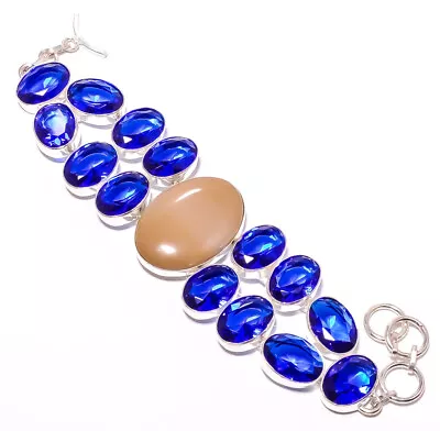 Natural Mookaite Blue Sapphire 925 Sterling Silver Plated Bracelet 7.99  S2621 • $19.20