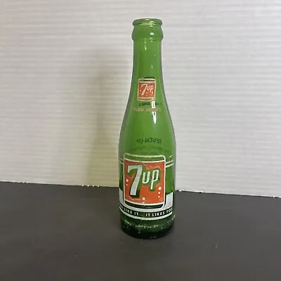 Vintage 7-Up Green Glass Beverages Soda Pop Bottle 7 Fl. Oz. • $7