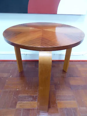 Mid Century Parquetry Walnut Bentwood Plywood Side Table ( 1930's Aalto Style ) • £110