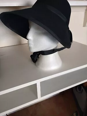 Dickens Or Civil War Style Bonnet Black Felt With Matching Black Ribbon Tie • $35