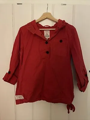 Women’s Joules Size 8 Red Hooded Sailor Jacket Cotton Canvas • £5.99
