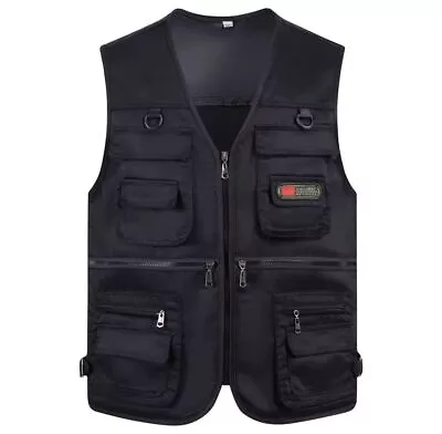Mens Multiple Pockets Utility Vest  Travel Photography Fishing Camping Hiking • $18.99