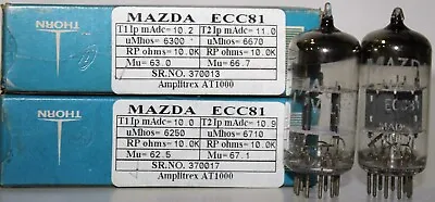 Ecc81 Mazda Made In Germany Amplitrex Tested 1 Matched Pair #370013 370017 • $60
