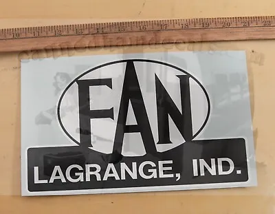 FAN Coach LAGRANGE Or WAKARUSA IND Vintage Travel Trailer Repro Canned Ham Decal • $34