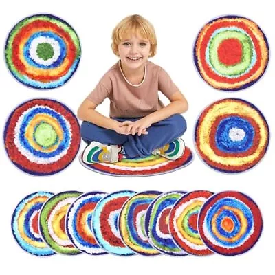 HiiARug Carpet Circles Kids Rug 16  Rainbow Crazy Carpet Circle Seats Pre-Sch... • $92.01