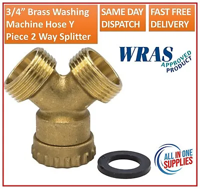 3/4  Brass Washing Machine Hose Y Piece Splitter Joiner Connector Union Swivel  • £6.35