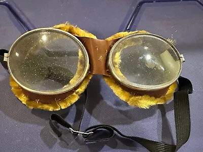 Vintage CESCO Welders Goggles Motorcycle Steampunk Fur Used With Box • $45