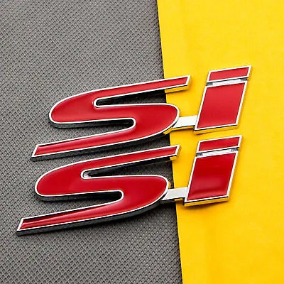 2Pcs Metal Red Emblem Fit For Honda Civic Si 2Dr 4Dr Trunk Rear Badge Sticker US • $11.98