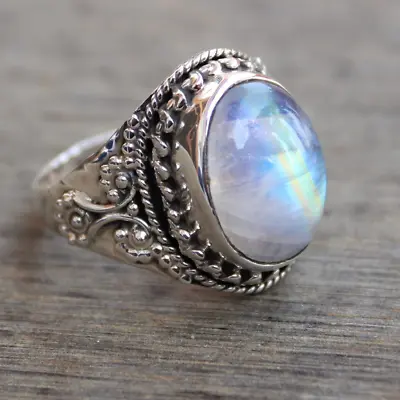 Moonstone Ring 925 Sterling Silver Handmade Women Jewelry Valentine Gift KB-11 • $7.83