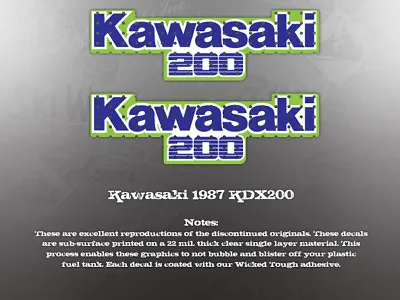 Kawasaki 1987 Kdx200 Tank Decals Graphics • $34.97