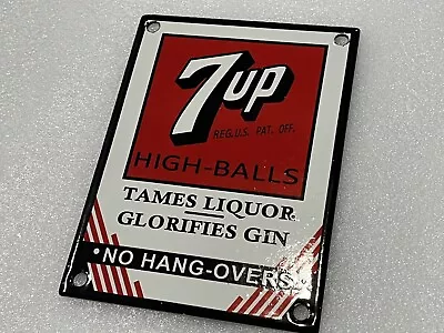 6 Inch 7up Seven Up Door Push PORCELAIN ENAMEL SIGN Soda Pop • $48