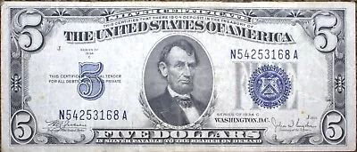 1934 Silver Certificate $5 Banknote • $13.50