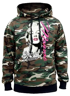 Men's Marilyn Monroe Forever Diamond Camo Hoodie Sweater Sexy Hollywood Tattoo • $28.99