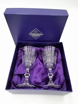 Edinburgh Crystal Lomond 2 X Water Goblet Large Wine Glass 17.1cm Boxed • £11.99