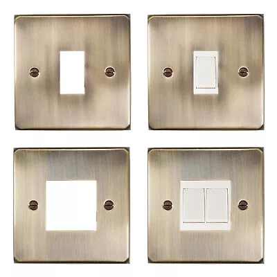 ElekTek Antique Brass Light Switch Cover Finger Plate No Wiring Single Double • £9.99