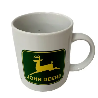 John Deere Coffee Mug Cup Vintage By Gibson Licensed White With Green Sign Logo • $16.69