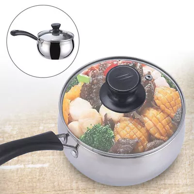 Large Home Durable Sauce Pan Soup Pot Cooking Stainless Steel With Vented Lid • $28.94
