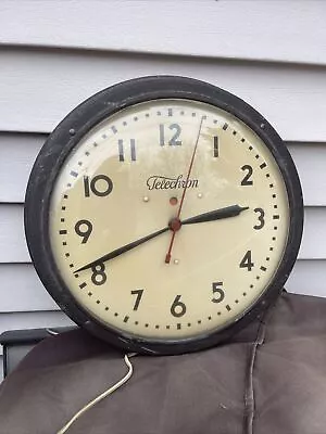 Vintage TELECHRON Bakelite Industrial/School Electric Wall Clock 14 1/2 For Part • $69.97