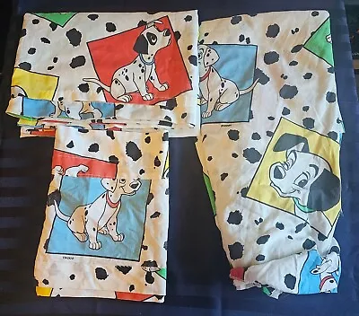 Vintage Disney 101 Dalmatians Twin Fitted Sheet Flat Sheet And Valance Set • $23