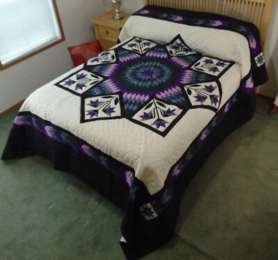 $425 • Buy NEW! AMISH HANDMADE QUILT! ~ Improved Lone Star ~ 101 X 113