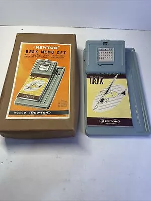 Vintage NOS Newton No. 260 Silver Gray Desk Memo Set Perpetual Calendar Pen Tray • $49.95