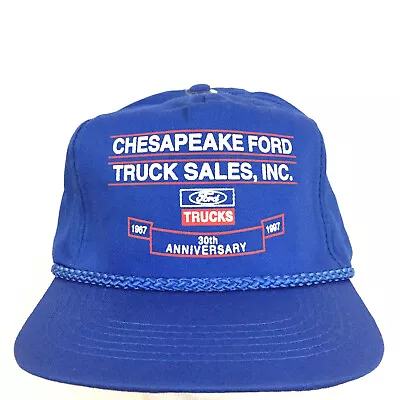 Vtg 90s Ford Truck Sales Hat Chesapeake Logo Rope Snap Back Trucker Baseball Cap • $42.94