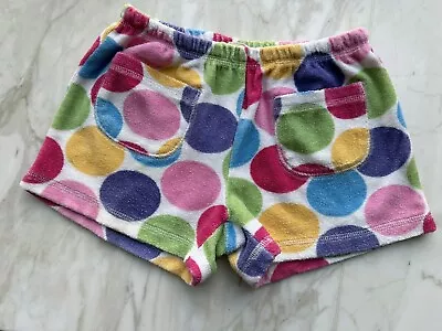 Girls Mini Boden Toweling Shorts White Pink Blue Green Purple Dots 9 EUC • $4